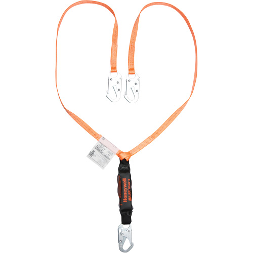 Titan Shock-Absorbing Lanyard, 6', Locking Snap Hook Center, Locking Snap Hook Leg Ends, Polyester Oxymax Inc