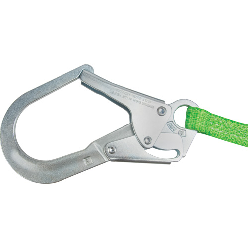Miller&reg; HP Shock-Absorbing Lanyard, 4', Locking Rebar Hook Center, Locking Snap Hook Leg Ends, Polyester Oxymax Inc