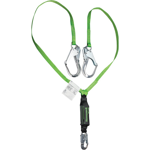 Miller&reg; HP Shock-Absorbing Lanyard, 6', Locking Rebar Hook Center, Locking Snap Hook Leg Ends, Polyester Oxymax Inc