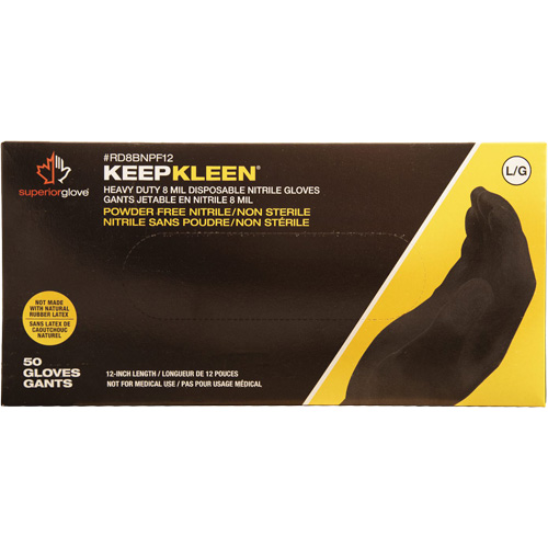 Gants jetables KeepKleen, Petit, Nitrile, 8 mils, Sans poudre, Noir Oxymax Inc