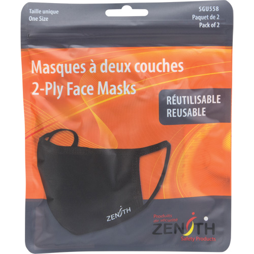 Masques r&eacute;utilisable &agrave; deux couches, Polyester, Noir Oxymax Inc