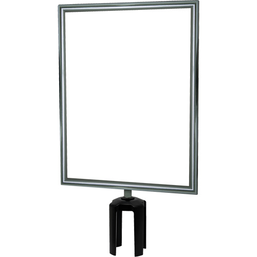 Heavy-Duty Vertical Sign Holder with Tensabarrier&reg; Post Adapter, Polished Chrome Oxymax Inc