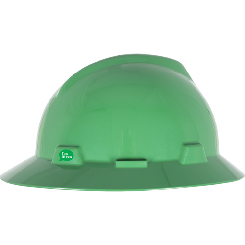 Casque de s&eacute;curit&eacute; &agrave; bord complet V-Gard GREEN avec fentes, R&eacute;pond aux normes CSA type 1, Suspension Rochet Oxymax Inc