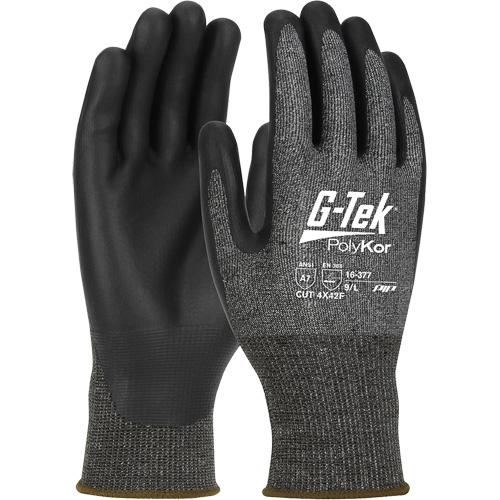 Gants r&eacute;sistants aux coupures G-Tek PolyKor X7, Taille Petit, Calibre 18, Rev&ecirc;tement Polyur&eacute;thane, Enveloppe en Poly&eacute;thyl&egrave;ne, ASTM ANSI niveau A7/EN 388 niveau F Oxymax Inc