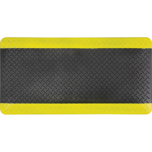 Tapis antifatigue, Losange, 1-2/3' x 3-1/4' x 3/4", Noir/Jaune, Polyur&eacute;thane Oxymax Inc