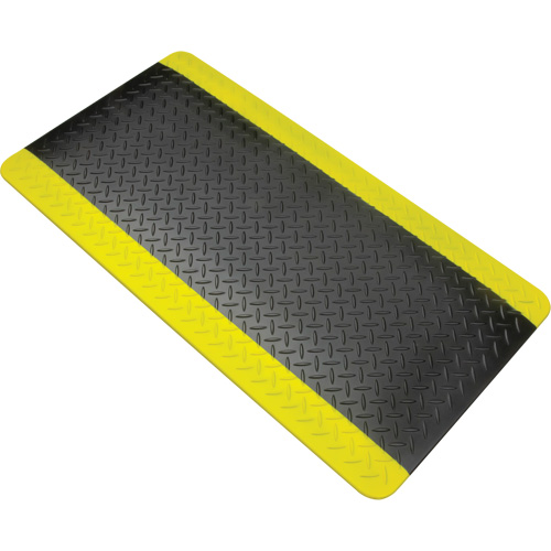 Tapis antifatigue, Losange, 1-2/3' x 3-1/4' x 3/4", Noir/Jaune, Polyur&eacute;thane Oxymax Inc