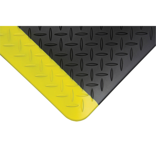 Tapis antifatigue, Losange, 1-2/3' x 3-1/4' x 3/4", Noir/Jaune, Polyur&eacute;thane Oxymax Inc