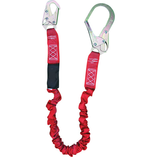 ShockSorb Internal Shock Lanyard, 6', Rebar Hook Center, Snap Hook Leg Ends, Polyester Oxymax Inc