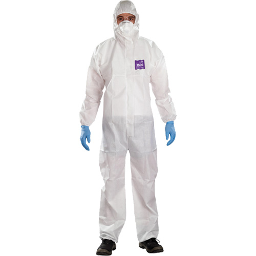 Combinaison 3 pi&egrave;ces avec capuchon AlphaTec Microchem r&eacute;sistant aux produits chimiques, 2T-Grand, Blanc Oxymax Inc