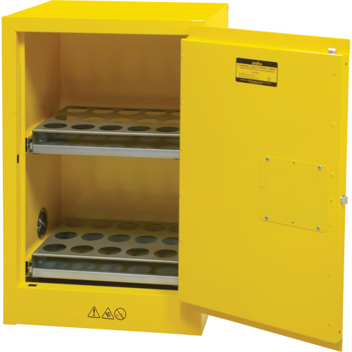 Flammable Aerosol Storage Cabinet, 12 gal., 1 Door, 23" W x 35" H x 18" D Oxymax Inc