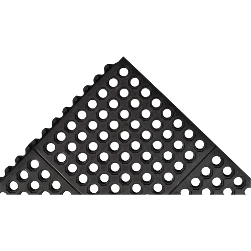 Cushion-Ease&reg; 550 Interlocking Anti-Fatigue Mat, Slotted, 3' x 3' x 3/4", Black, Rubber Oxymax Inc