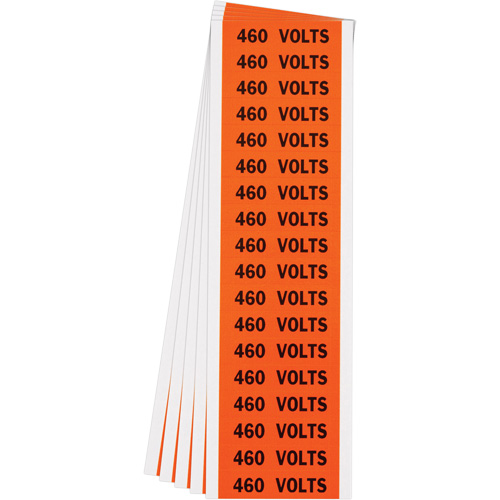 "460 Volts" Conduit & Voltage Labels, 1/2" x 2-1/4", Cloth/Vinyl, English Oxymax Inc