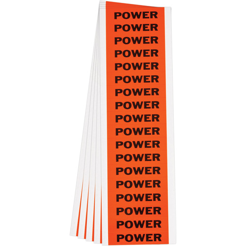 "Power" Conduit & Voltage Labels, 1/2" x 2-1/4", Cloth/Vinyl, English Oxymax Inc