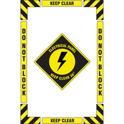 "Electrical Panel" Floor Marking Kit, Adhesive, English with Pictogram Oxymax Inc