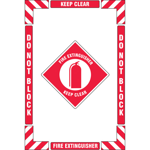 "Fire Extinguisher" Floor Marking Kit, Adhesive, English with Pictogram Oxymax Inc