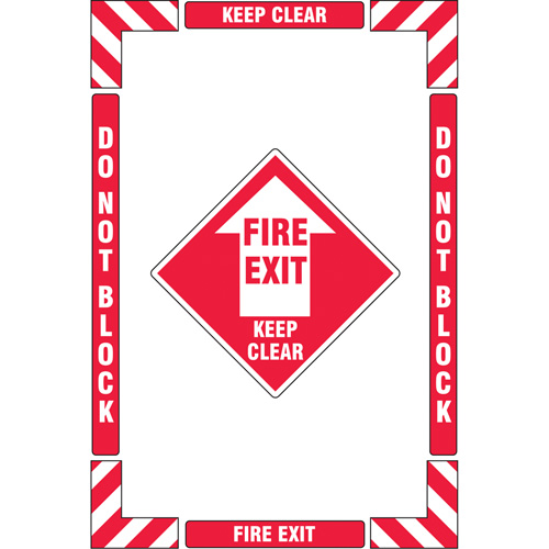 "Fire Exit" Floor Marking Kit, Adhesive, English with Pictogram Oxymax Inc