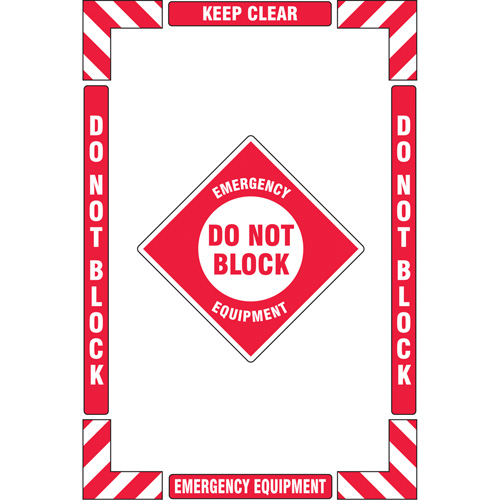 Trousse de marquage du sol ?Emergency Equipment? (&eacute;quipement durgence), Adh&eacute;sif, Anglais avec pictogramme Oxymax Inc
