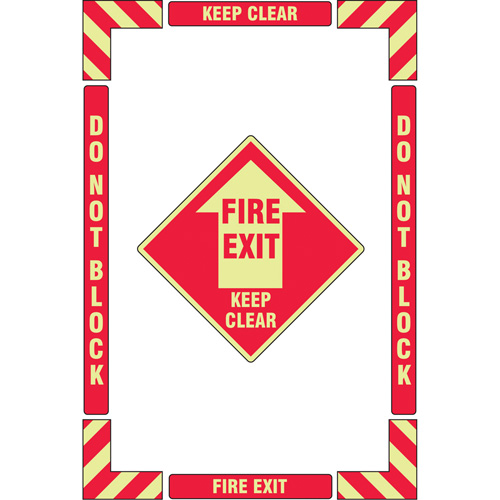 "Fire Exit" Floor Marking Kit, Adhesive, English with Pictogram Oxymax Inc