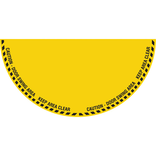 Signalisation au sol ?Caution? (attention) pour porte battante en demi-cercle, Adh&eacute;sif, Anglais avec pictogramme Oxymax Inc