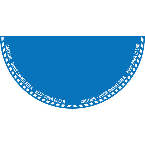 Signalisation au sol ?Caution? (attention) pour porte battante en demi-cercle, Adh&eacute;sif, Anglais avec pictogramme Oxymax Inc