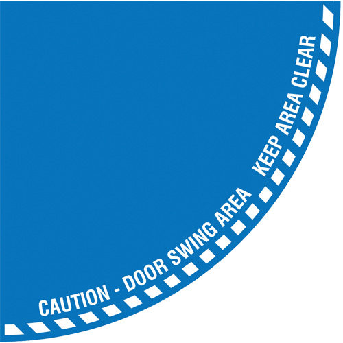 "Caution" Quarter Circle Swing Door Floor Sign, Adhesive, English with Pictogram Oxymax Inc
