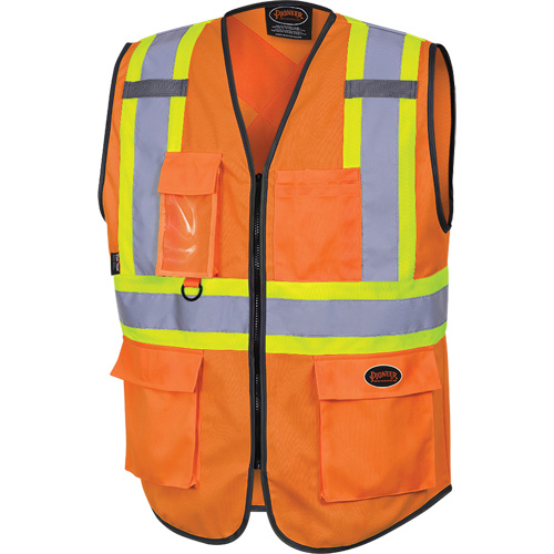 6958 Zipper Front Safety Vest, High Visibility Orange, Small, Polyester Oxymax Inc