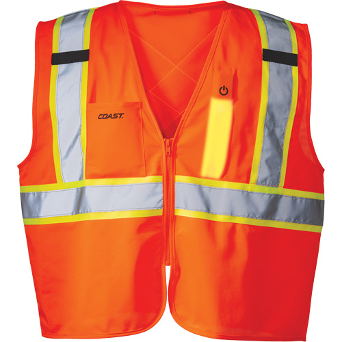 SV350 X-Back Safety Vest with Light, High Visibility Orange, Small, Polyester Oxymax Inc