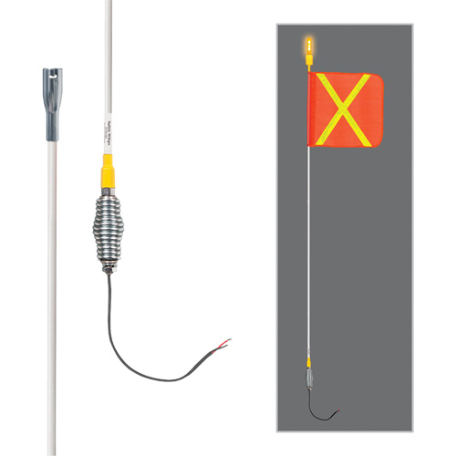 Safety Whip&reg; All-Weather Super-Duty Warning Whips with Constant LED Light, Spring Mount, 5' High, Orange with Reflective Oxymax Inc
