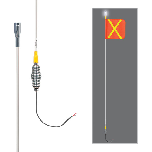 Safety Whip&reg; All-Weather Super-Duty Warning Whips with Constant LED Light, Spring Mount, 5' High, Orange with Reflective Oxymax Inc