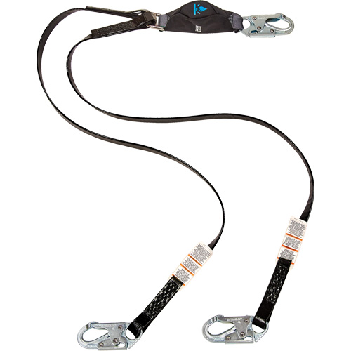 Anti-Corrosion Energy Absorbing Lanyard, 6', Snap Hook Center, Snap Hook Leg Ends, Polyester Oxymax Inc