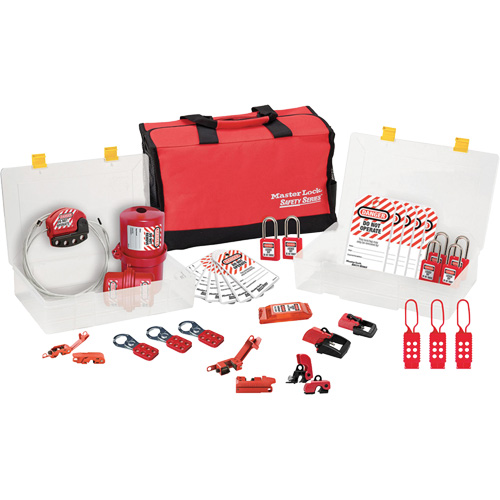 Trousse de cadenassage avec cadenas en thermoplastique de qualit&eacute; sup&eacute;rieure Zenex, Ensemble &eacute;lectrique, 27 composants compris Oxymax Inc