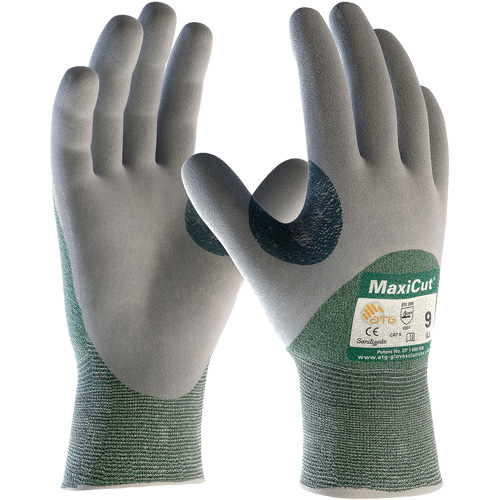 Gants en tissu technique r&eacute;sistant aux coupures ATG MaxiCut, Taille Grand, Calibre 15, Rev&ecirc;tement Nitrile, Enveloppe en Fil technique, ASTM ANSI niveau A2/EN 388 niveau 3/EN 388 niveau B Oxymax Inc