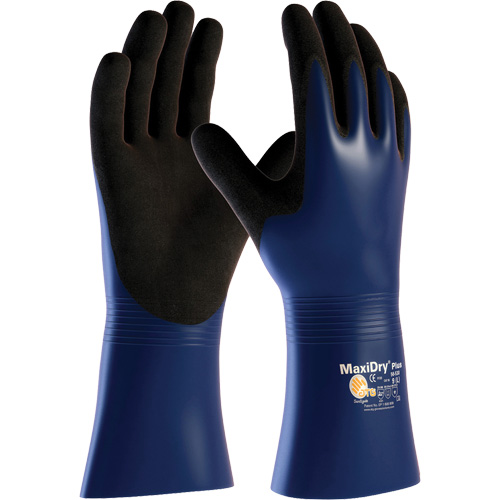 Gants r&eacute;sistant aux produits chimiques et aux coupures ATG MaxiDry Plus, Grand, R&ecirc;vetement Nitrile, Enveloppe en Nylon/&eacute;lasthanne Oxymax Inc