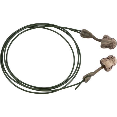 Bouchons d'oreilles en mousse camo sans roulement &agrave; tourner Glide, Vrac - Boîte, Avec cordon Oxymax Inc