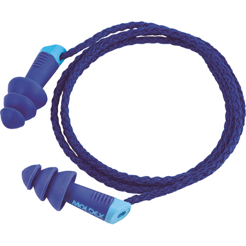 Bouchons d'oreilles r&eacute;utilisables et d&eacute;tectables Alphas, Avec cordon, Taille unique, Vrac - Sac en poly, NRR dB 27 Oxymax Inc