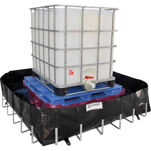 Berme de confinement des d&eacute;versements Ultra-IBC Berm, Capacit&eacute; 400 gal. US, 6' la x 6' lo x 18" h, Support en L Oxymax Inc
