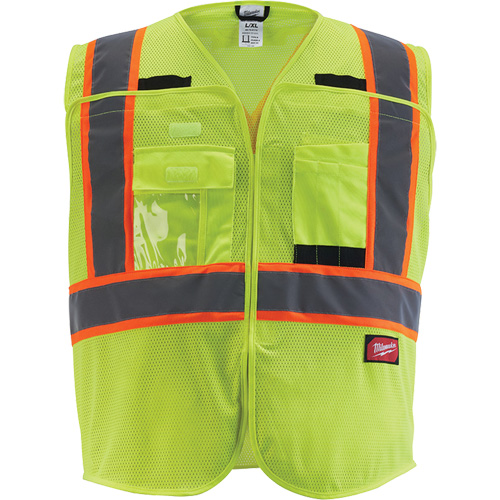 Veste de s&eacute;curit&eacute; pour signaleur, Jaune lime haute visibilit&eacute;, Moyen/Petit Oxymax Inc