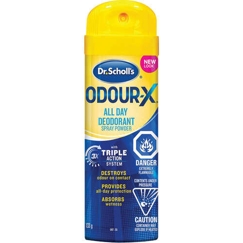 Poudre d&eacute;sodorisante &agrave; pulv&eacute;riser pour les pied Odour Destroyers Dr. Scholl's Oxymax Inc