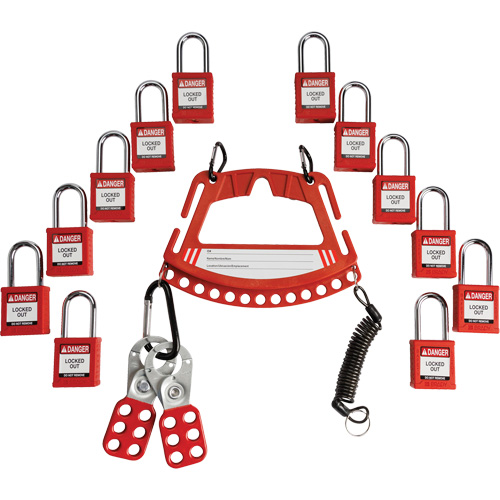 Lock & Tag Carrier with Keyed Alike Nylon Safety Lockout Padlocks Oxymax Inc