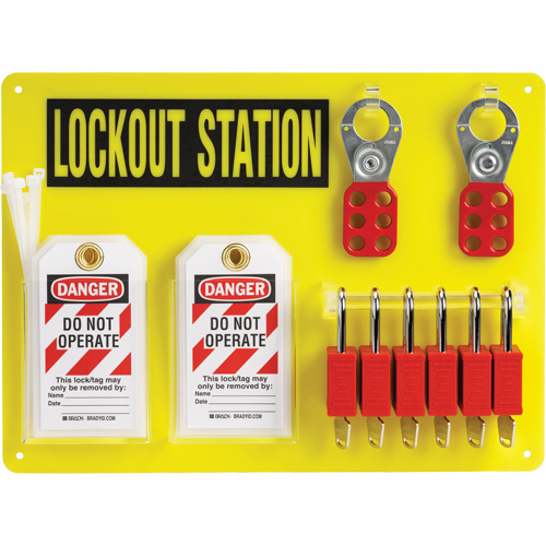 Lockout Board with Keyed Different Nylon Safety Lockout Padlocks, Plastic Padlocks, 6 Padlock Capacity, Padlocks Included Oxymax Inc