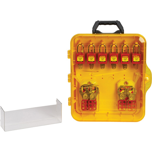 Station de cadenassage avec cadenas de s&eacute;curit&eacute; en nylon &agrave; cl&eacute; utilisant des cl&eacute;s identiques, Cadenas Plastique, Capacit&eacute; de 12, Cadenas Compris Oxymax Inc