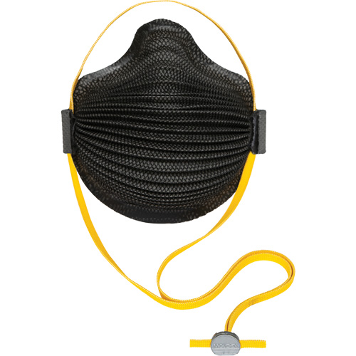 Masques jetables AirWave de la s&eacute;rie M noirs avec SmartStrap et bride compl&egrave;te en mousse, N95, Certifi&eacute; NIOSH, Petit Oxymax Inc