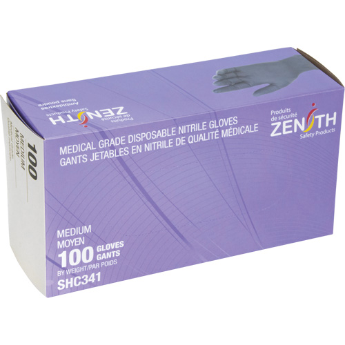 Medical Grade Disposable Gloves, Medium, Nitrile, 6-mil, Powder-Free, Black, Class 2 Oxymax Inc