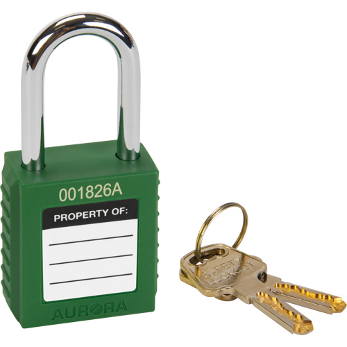 Verrouillage pour les consignations, Cadenas de s&eacute;curit&eacute;, Cl&eacute;s diff&eacute;rentes, Thermoplastique, Largeur de 1-1/2" Oxymax Inc