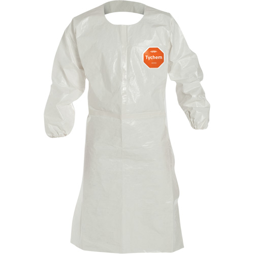 Disposable Sleeved Apron, Tychem&reg; 4000, White, 44" L Oxymax Inc