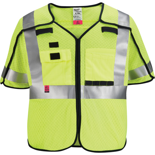 Gilet de s&eacute;curit&eacute; &agrave; maille d&eacute;tachable, Noir/Jaune lime haute visibilit&eacute;, Moyen/Petit Oxymax Inc