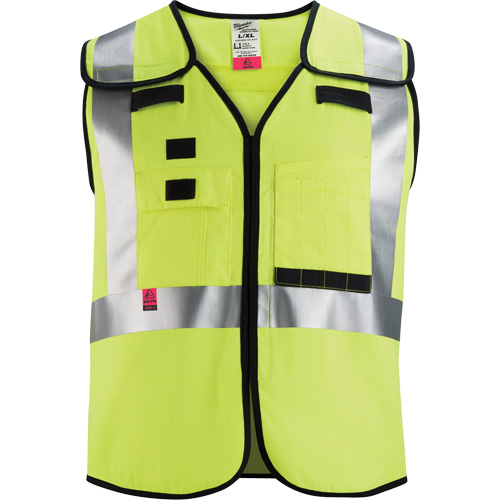 Gilet de s&eacute;curit&eacute; &agrave; maille d&eacute;tachable, Noir/Jaune lime haute visibilit&eacute;, Moyen/Petit Oxymax Inc