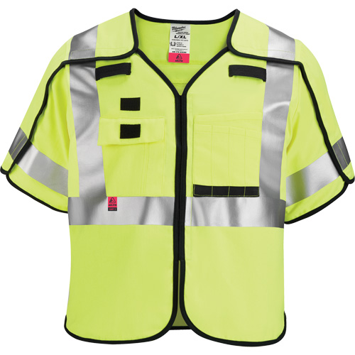 Gilet de s&eacute;curit&eacute; &agrave; maille d&eacute;tachable, Noir/Jaune lime haute visibilit&eacute;, Moyen/Petit Oxymax Inc