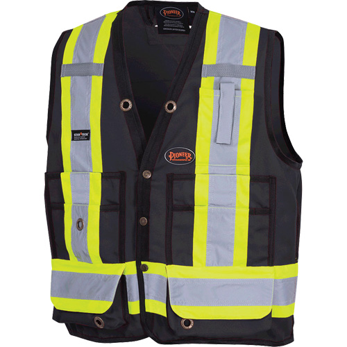 6692BK Veste de s&eacute;curit&eacute; pour arpenteur, Noir, Moyen, Polyester Oxymax Inc