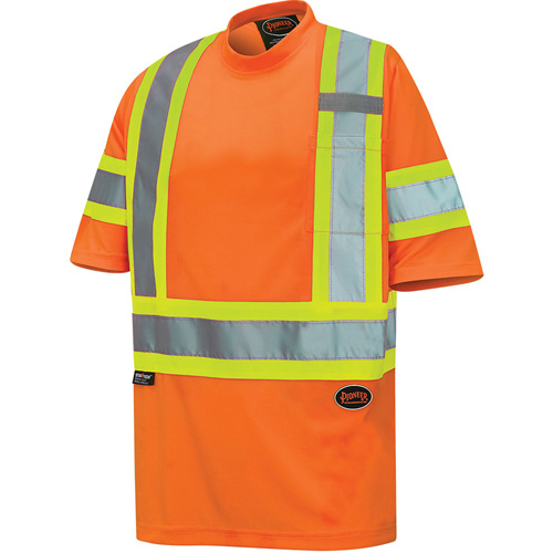 6970 Bird's-Eye Safety T-Shirt, Polyester, X-Small, High Visibility Orange Oxymax Inc